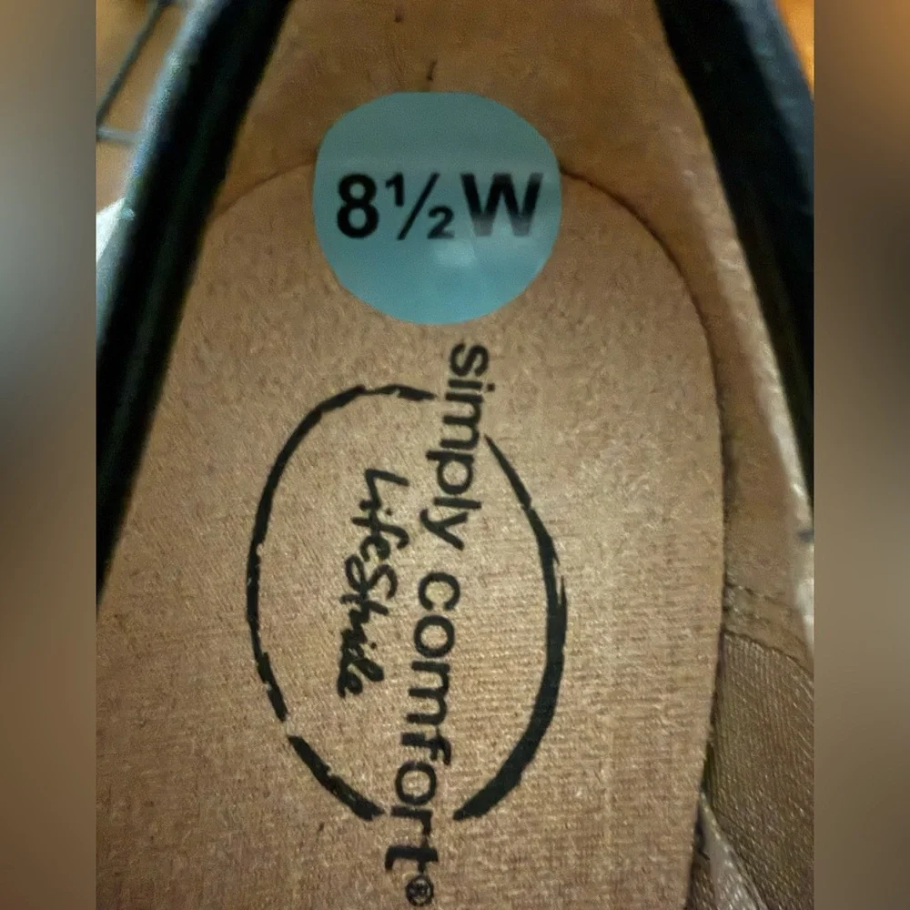 Life Stride Black Ballet Shoes Faux Leather Simply Comfort NWT Size 8.5 Wide